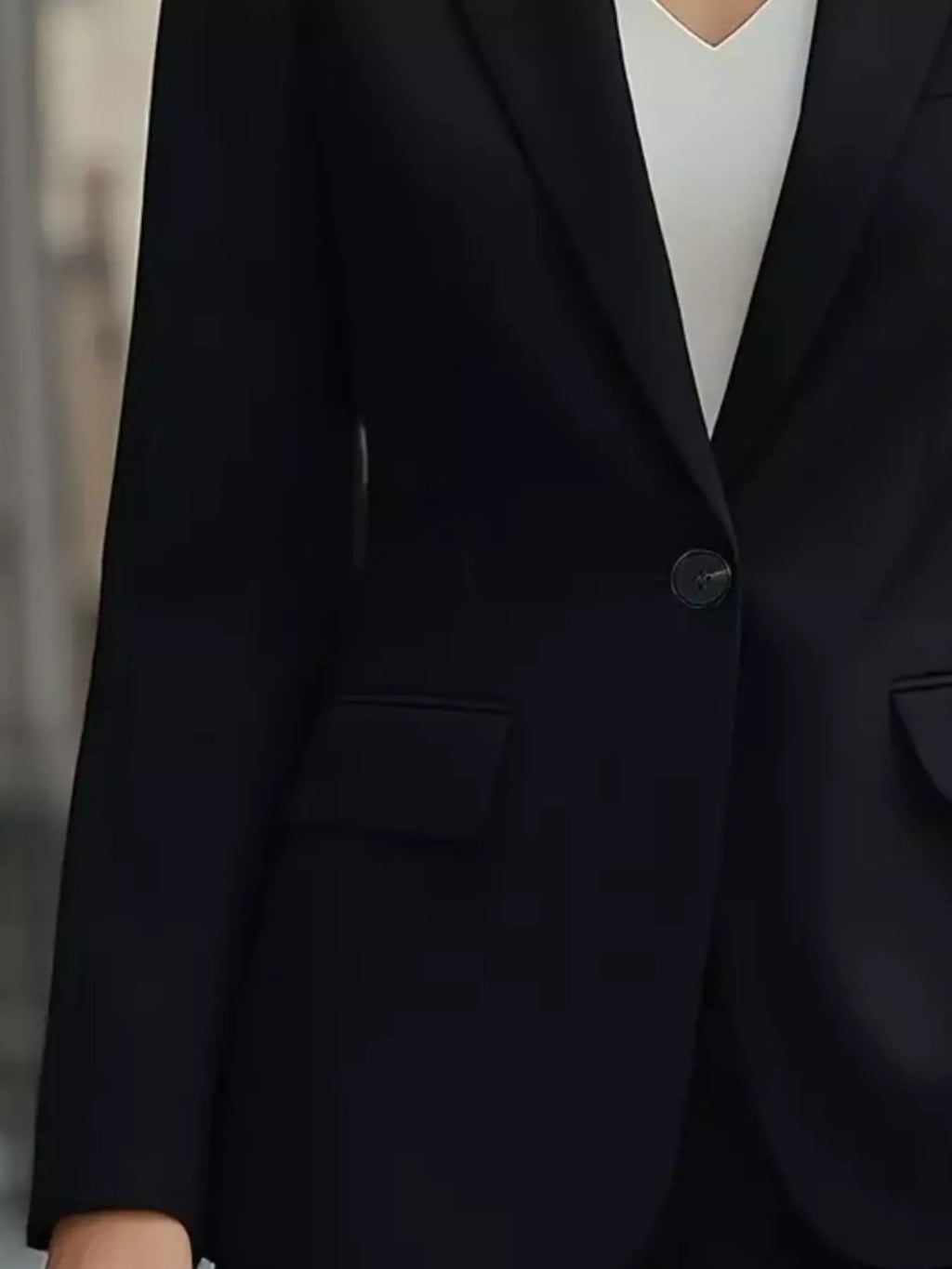 Lapel Collar One Button Blazer