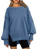 Side Slit Long Sleeve Oversized Sweatshirt
