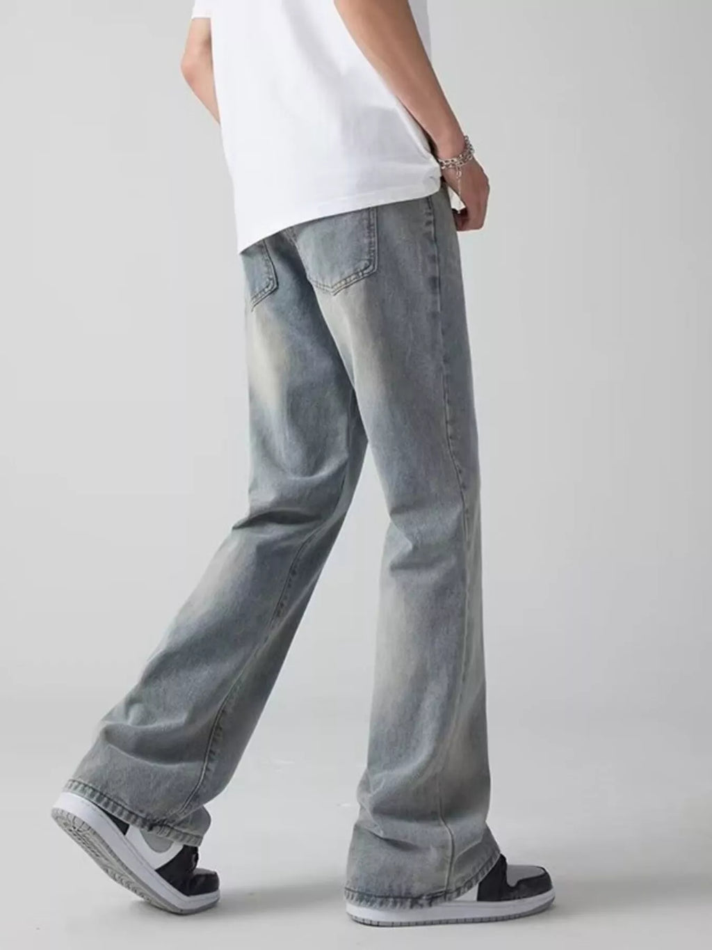 Men's Plus Size Vintage Wash Wide Leg Jeans