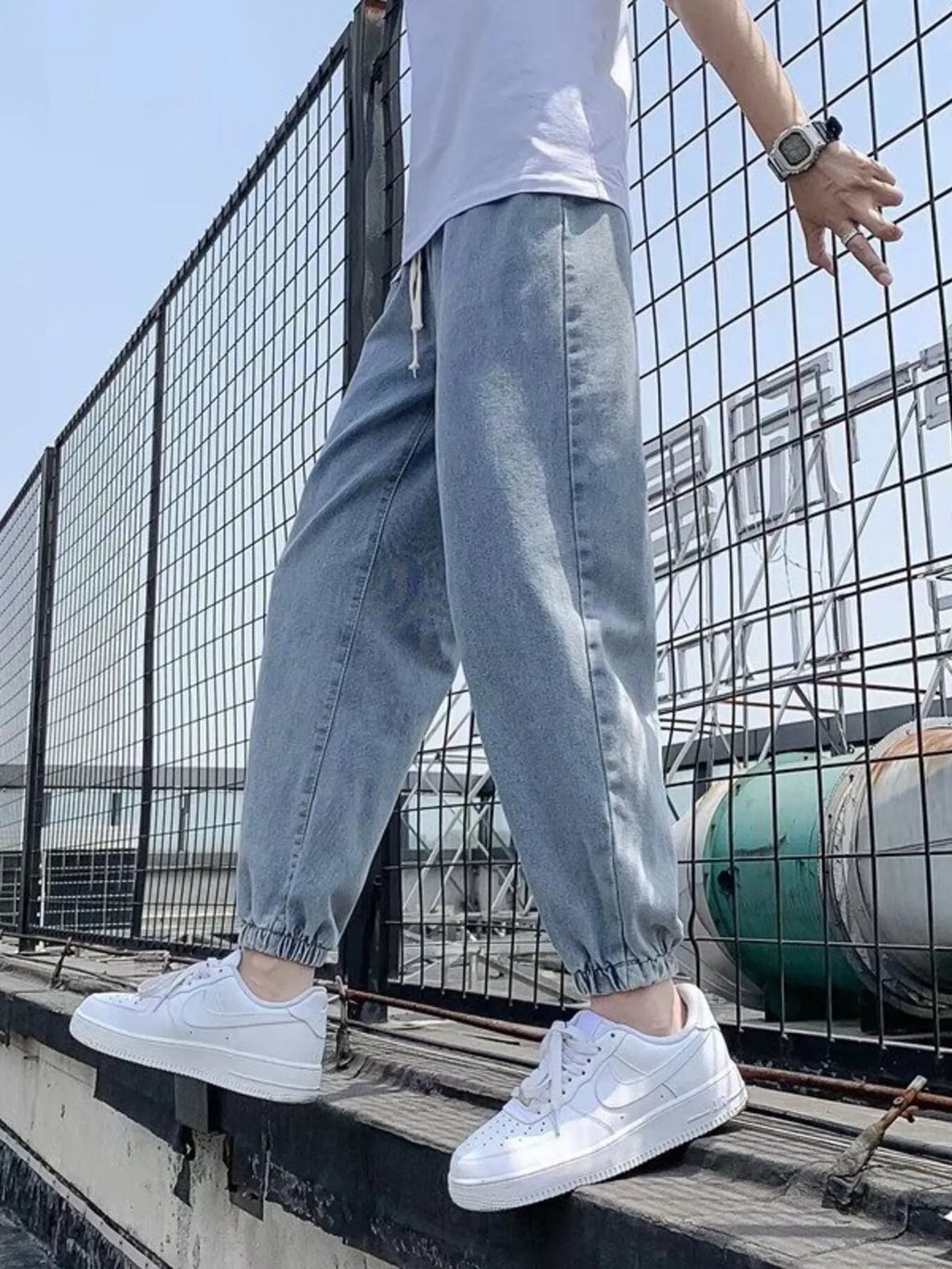 Men's Full Size Loose Fit Drawstring Jeans Plus Size