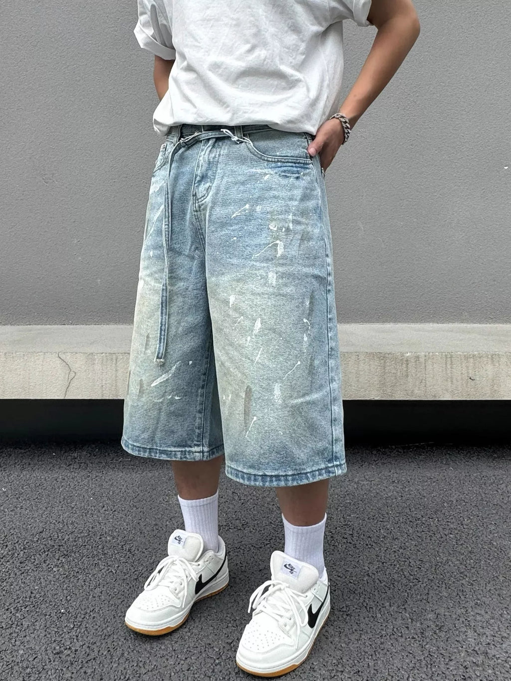 Men's Plus Size Wide-Leg Denim Shorts