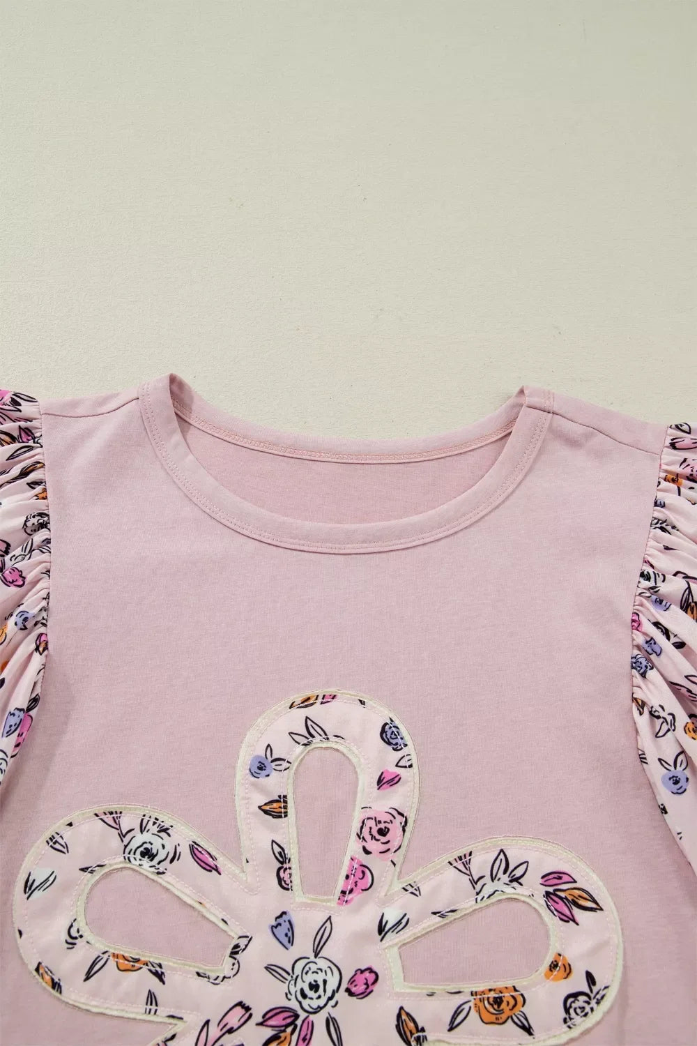 Floral Patchwork Bell Sleeve Blouse