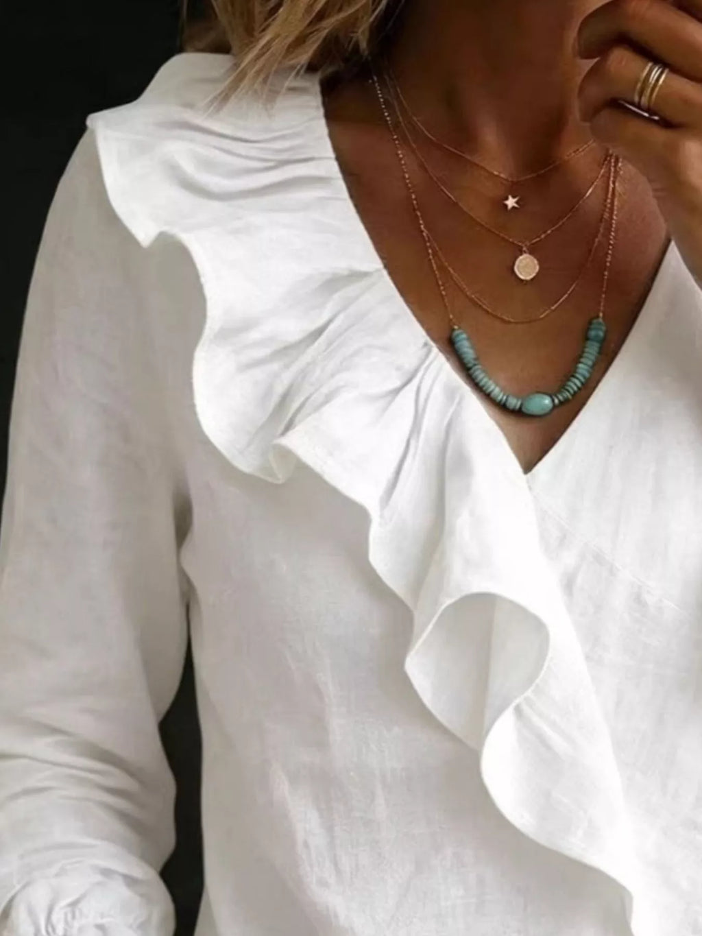 Full Size Ruffled Long Sleeve Blouse Plus Size