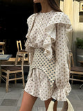 Ruffled Floral Print Mini Dress