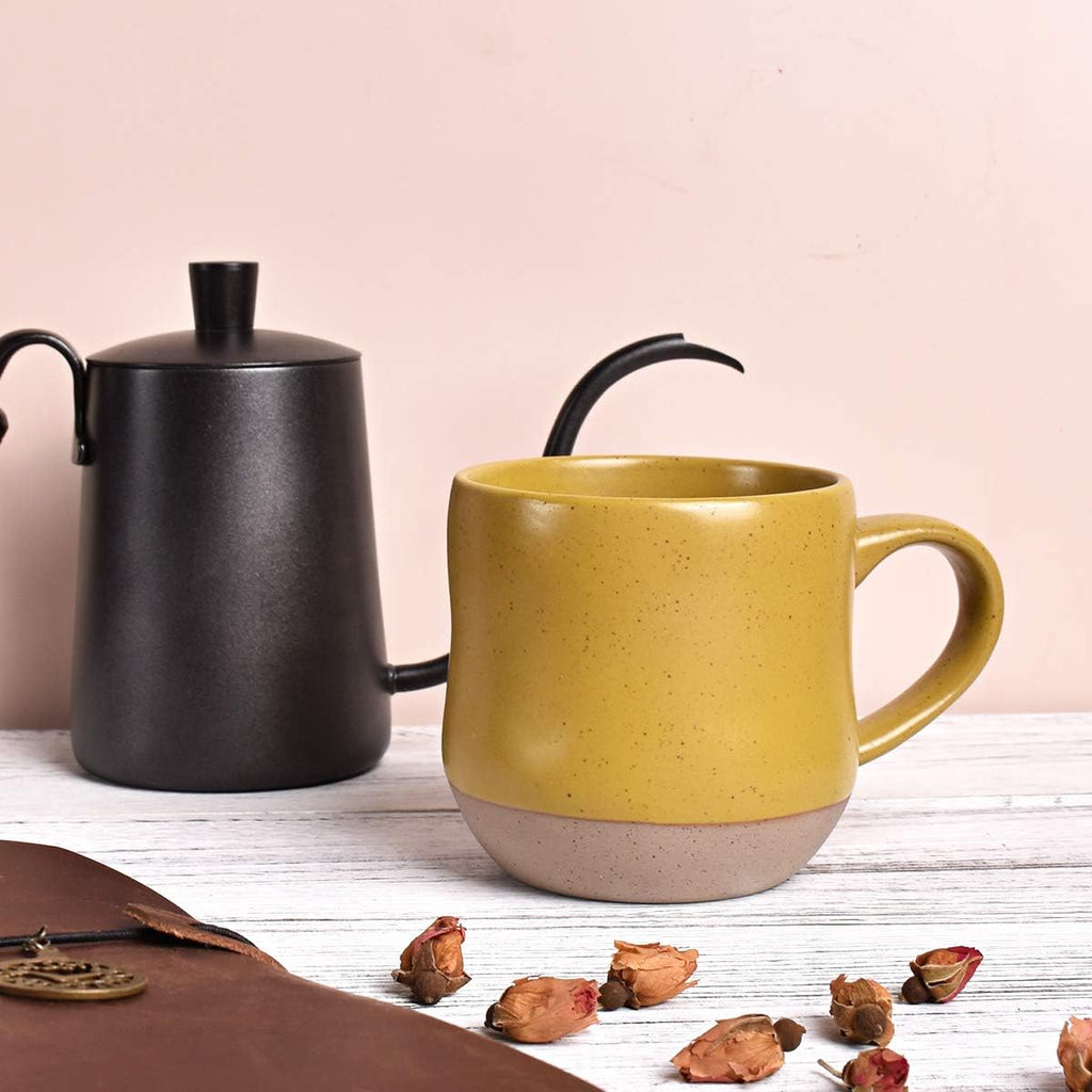 Bosmarlin Large Stoneware Speckled Coffee Mugs Set of 2, Big Tea Cup, 17 Oz, Dishwasher and Microwave Safe