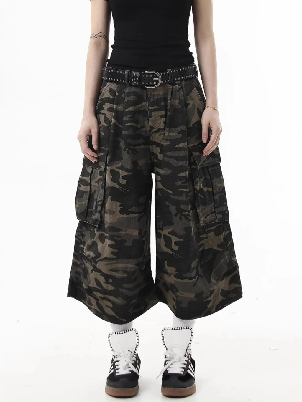 Men's Full Size Camouflage Wide-Leg Cargo Jeans Plus Size