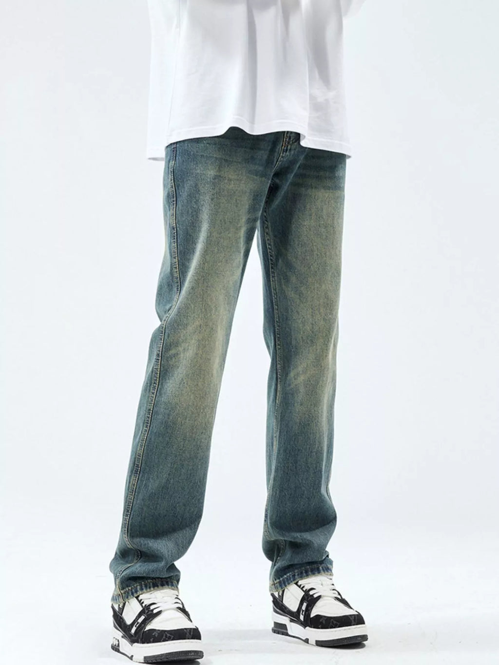 Men's Washed Straight Leg Jeans
