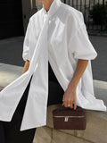 Tied Button Up Puff Sleeve Shirt
