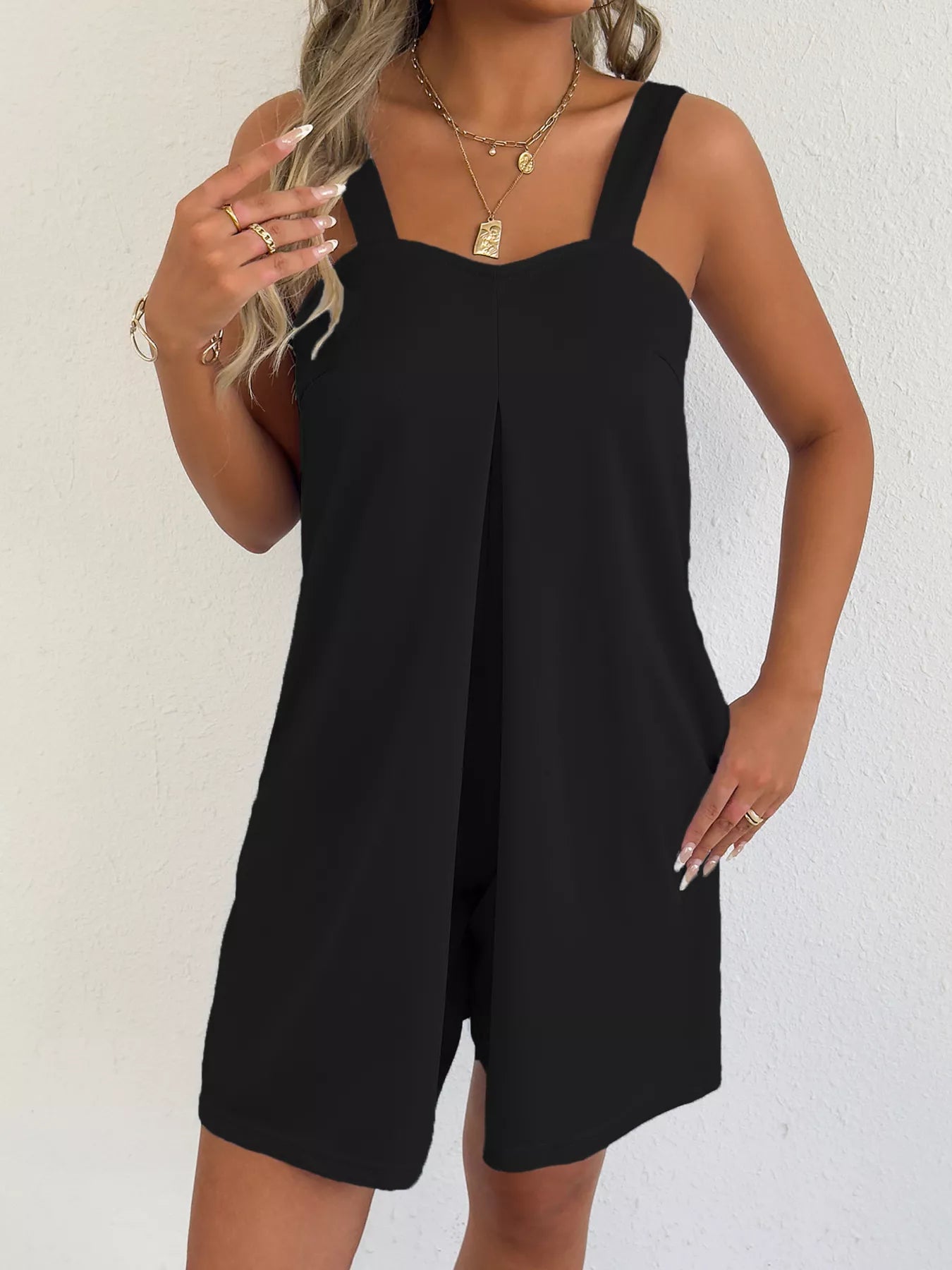 Sweetheart Neck Wide Strap Romper