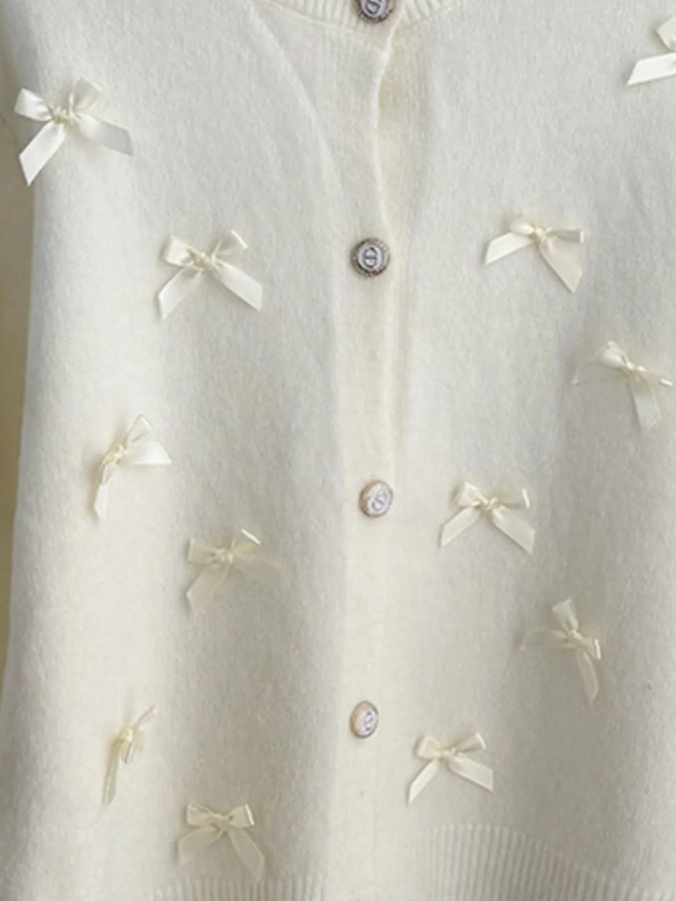 Bow Button Up Long Sleeve Cardigan