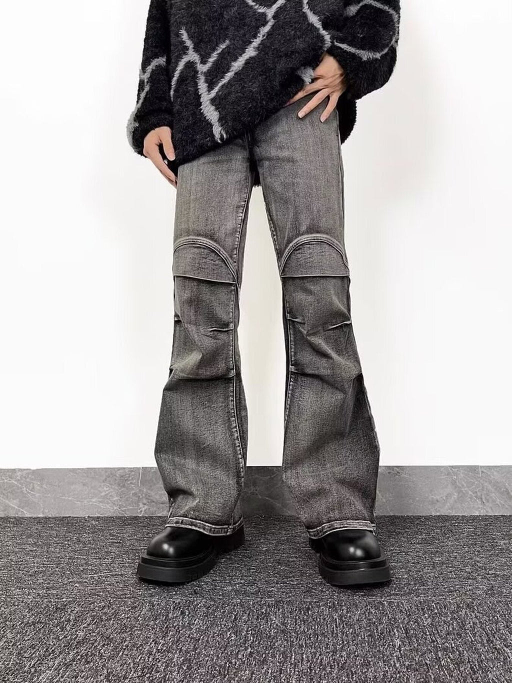 Men's Full Size Washed Flare Jeans Plus Size
