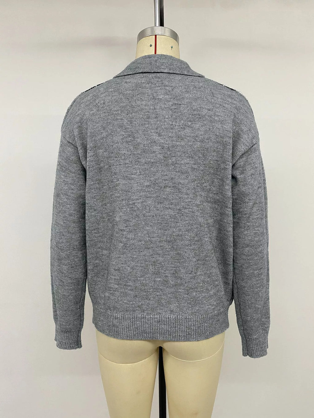 Argyle Patterned Polo Collar Sweater