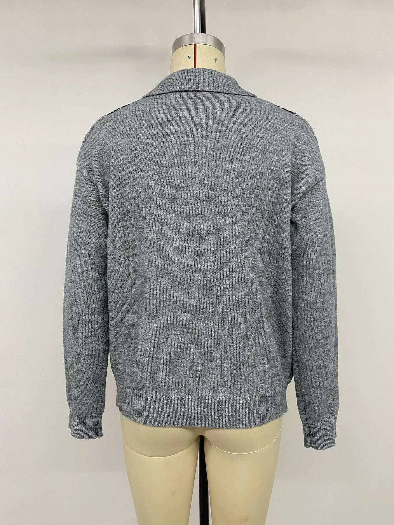 Argyle Patterned Polo Collar Sweater