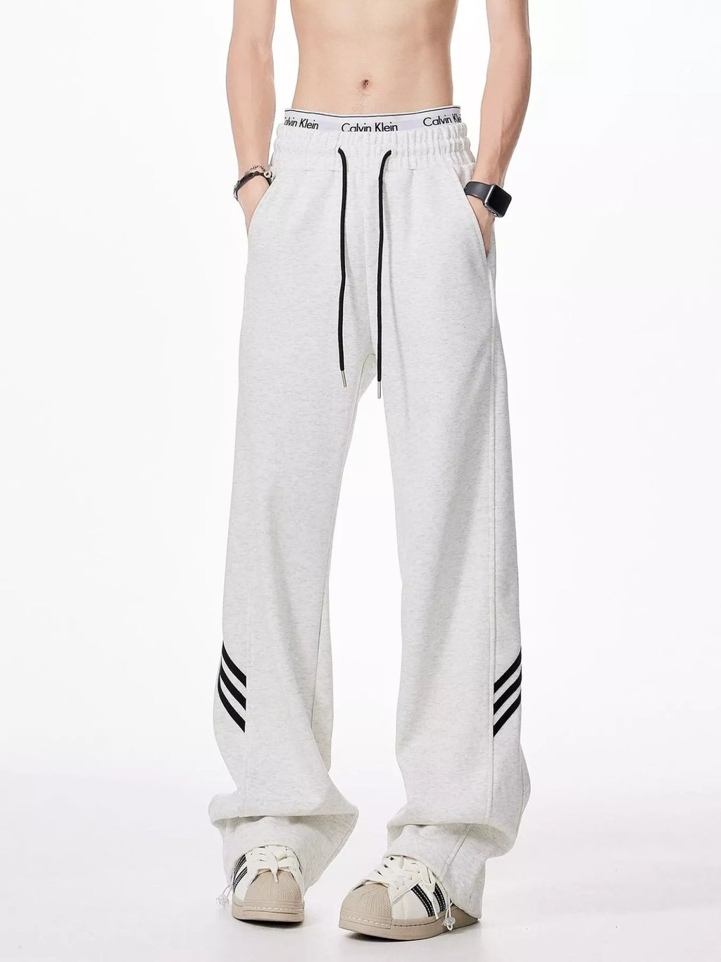 Men's Plus Size Wide Leg Casual Sweatpants with Drawstring