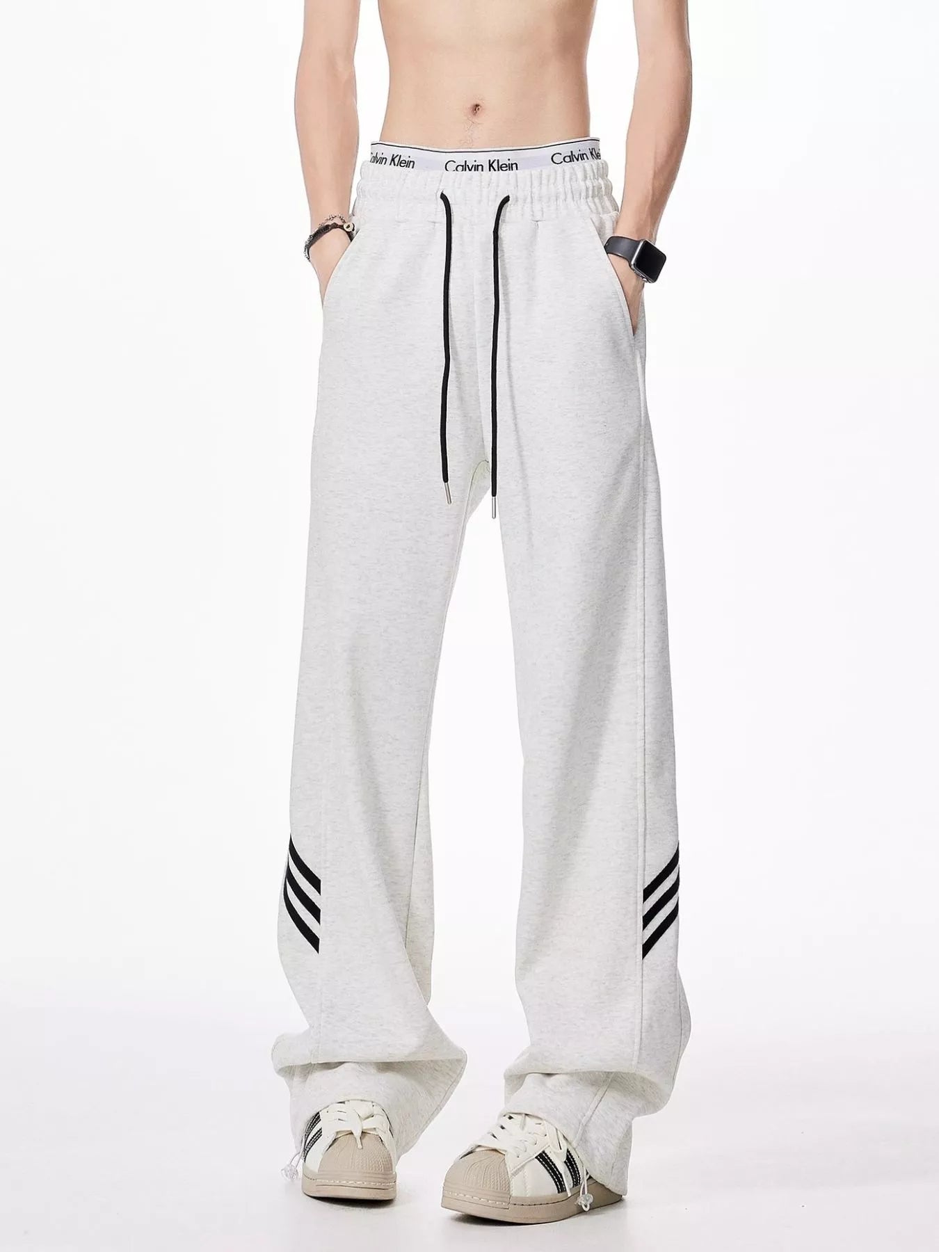 Men's Plus Size Wide Leg Casual Sweatpants with Drawstring
