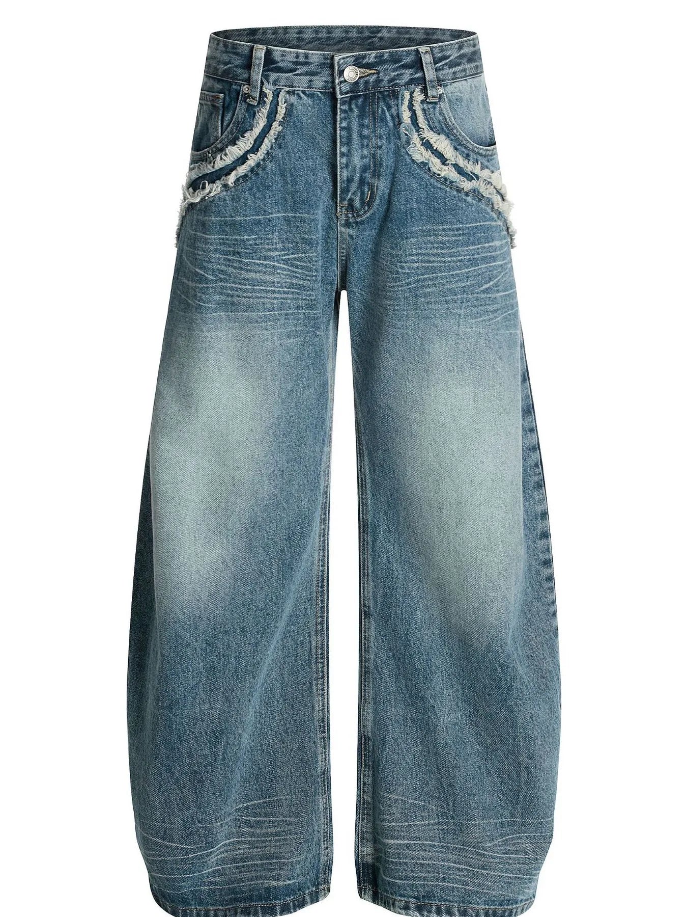 Men's Wide-Leg Vintage Wash Jeans