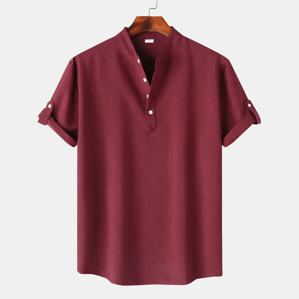 Men's Button Detail Short Sleeve Blouse