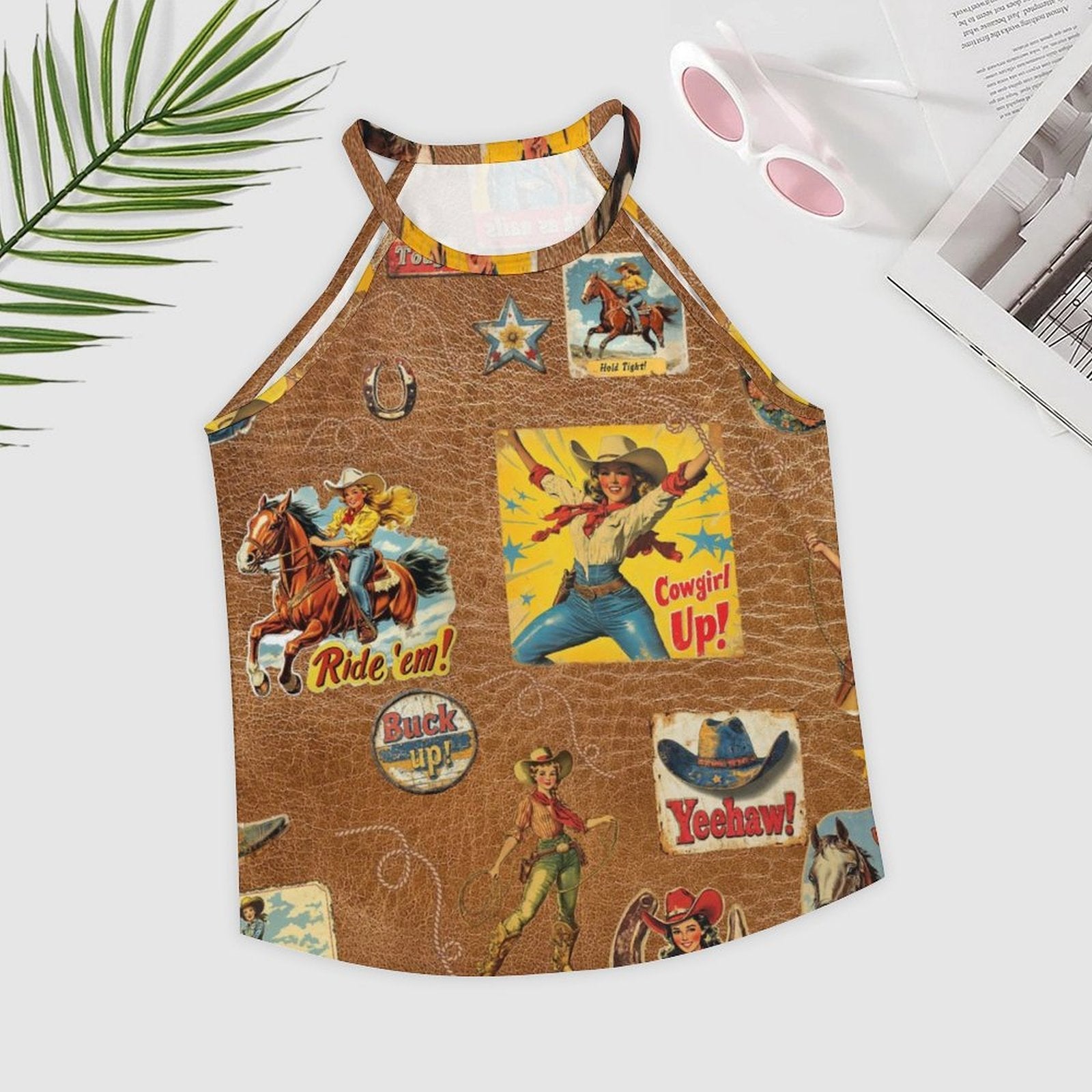 Baha Ranch Vintage Cowgirl Collage Western Tank Top