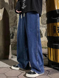 Men's Full Size Drawstring Wide Leg Jeans Plus Size