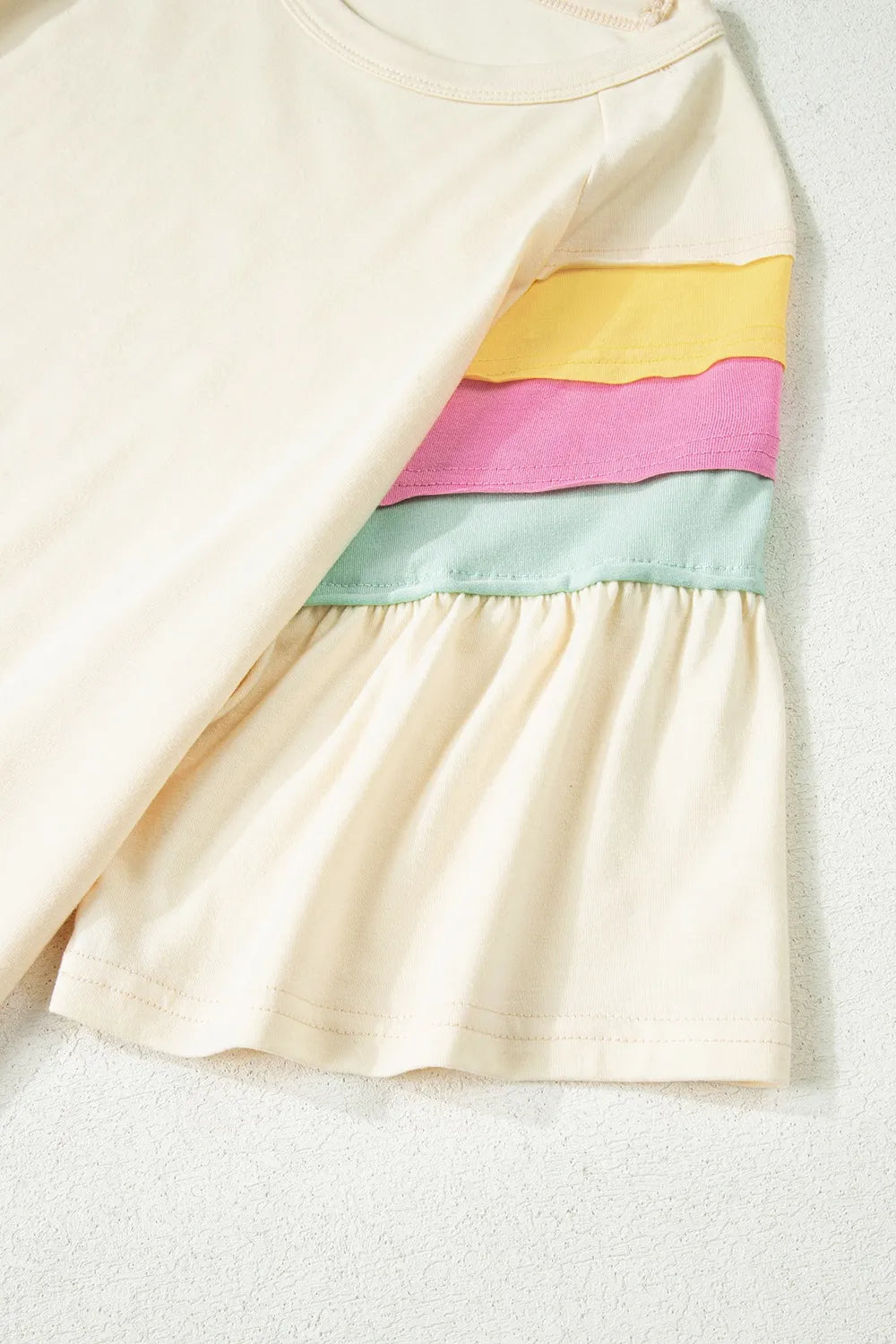 Color Block Stitched Sleeve Loose T Shirt