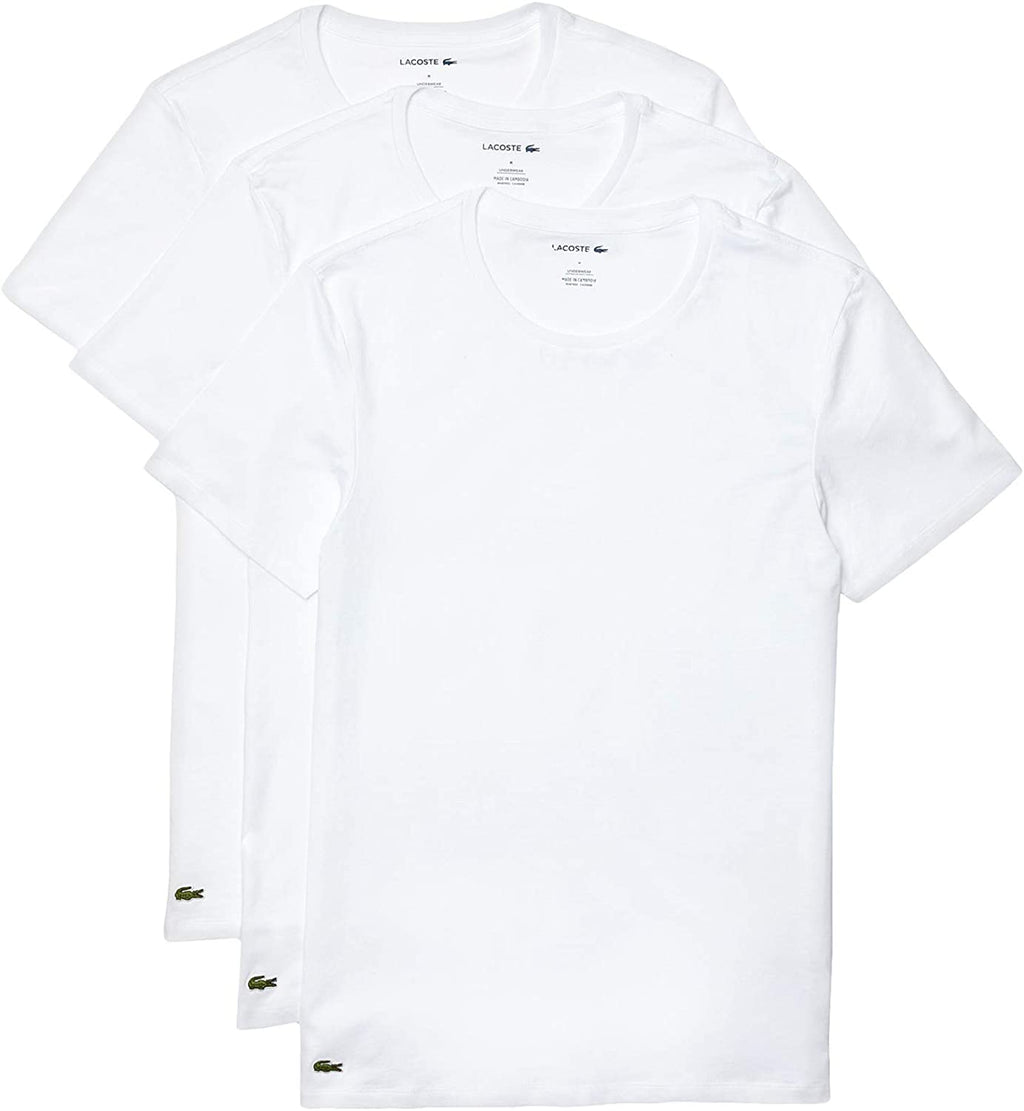 Lacoste Men's Essentials 3 Pack 100% Cotton Regular Fit Crew Neck T-Shirts