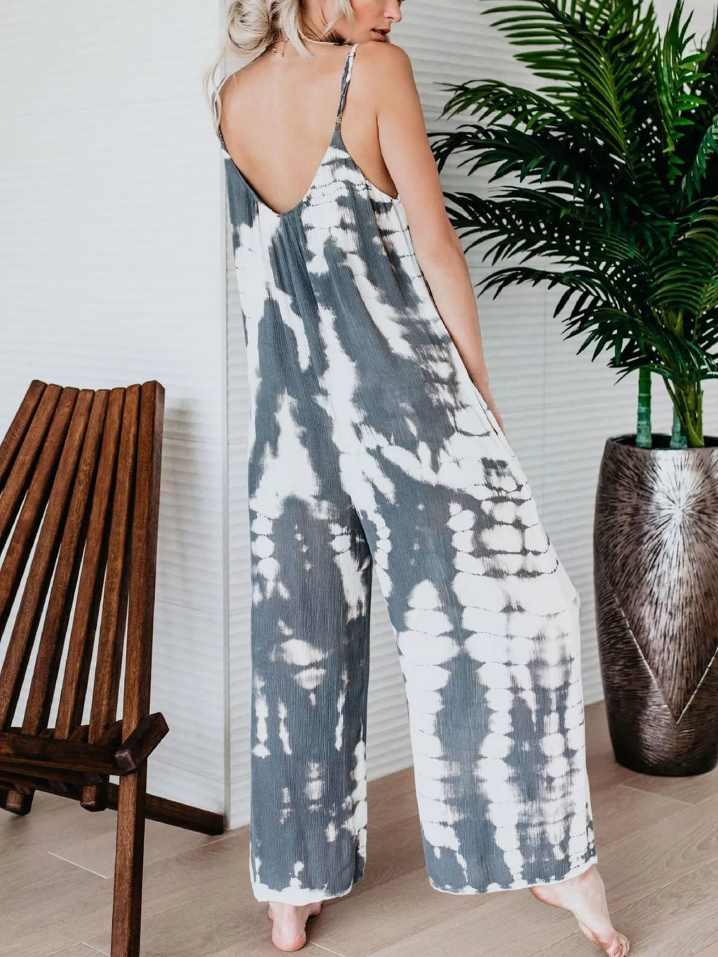 Full Size Tie-Dye Wide Leg Jumpsuit Plus Size