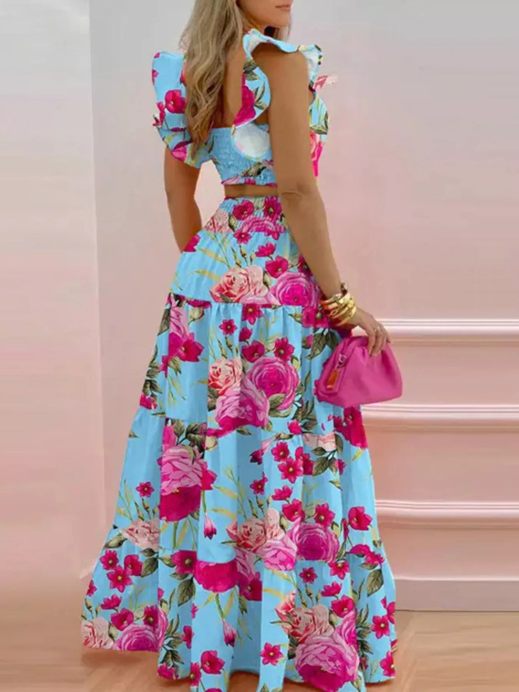 Crop Top and Tiered Maxi Skirt Set