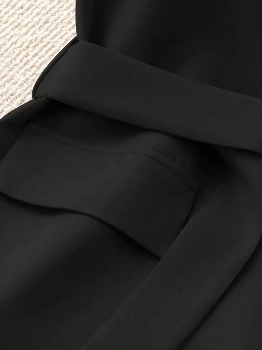 Tie Waist Lapel Collar Sleeveless Blazer