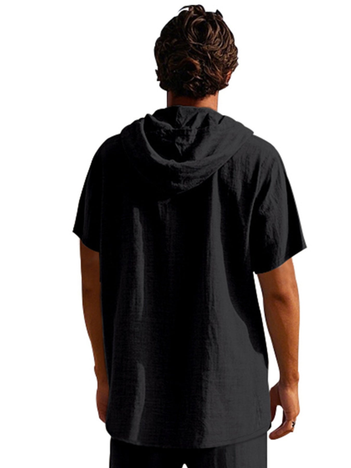 Men's Full Size Casual Short Sleeve Hooded Shirt Plus Size
