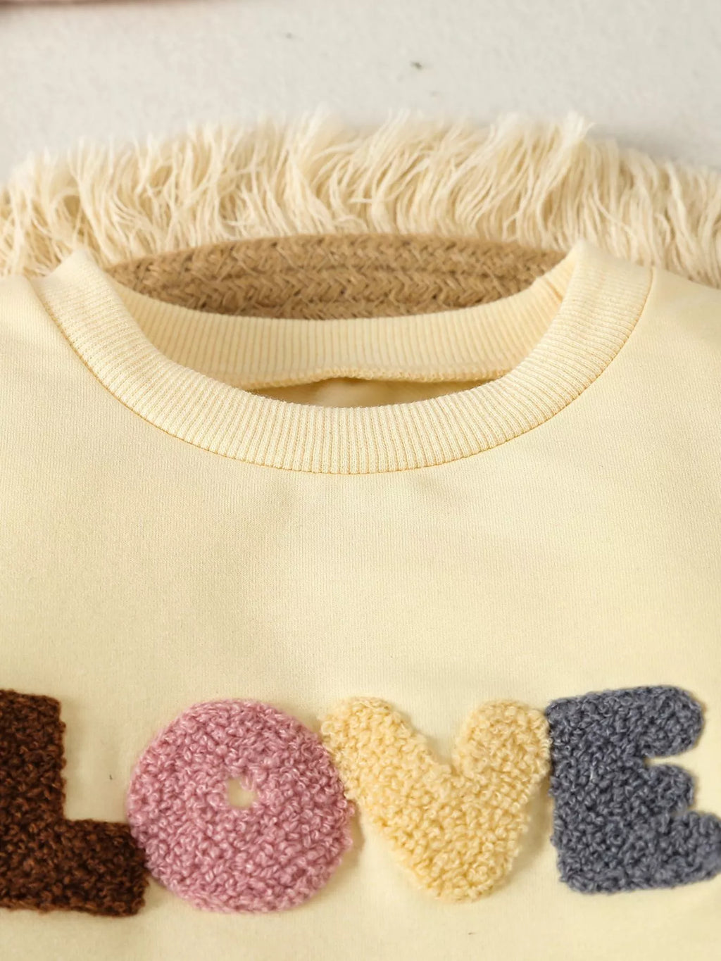 Children's Letter Round Neck Top and Pants Set