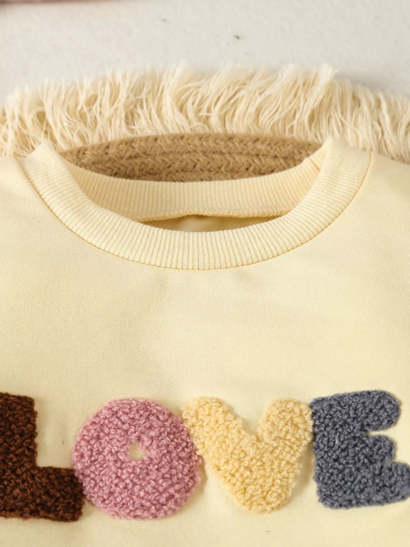 Children's Letter Round Neck Top and Pants Set