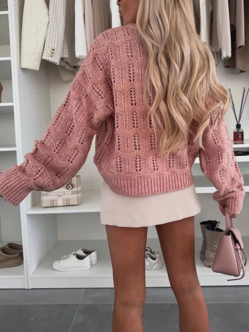 Openwork Round Neck Sweater