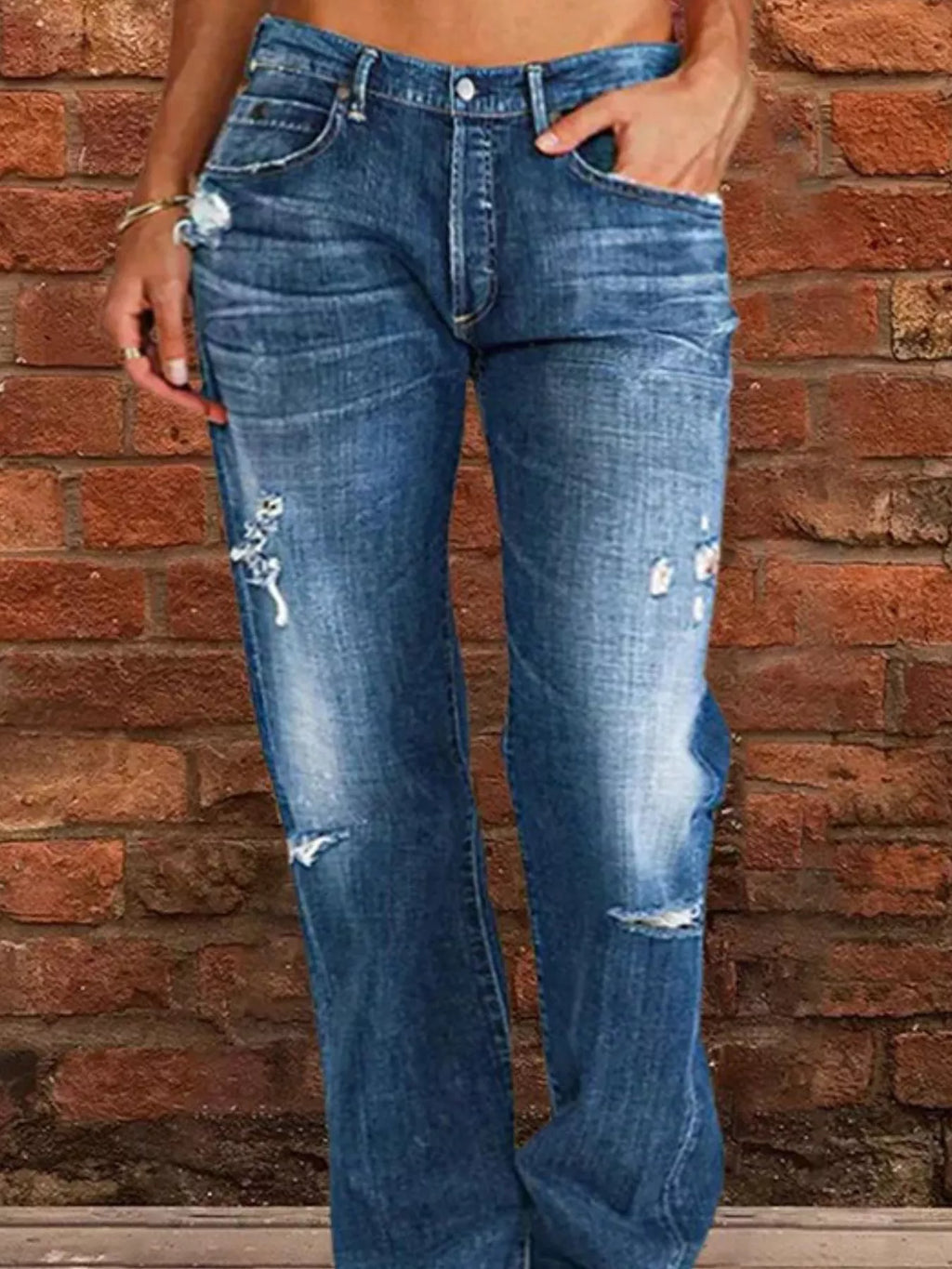 Full Size Distressed Raw Hem Jeans Plus Size