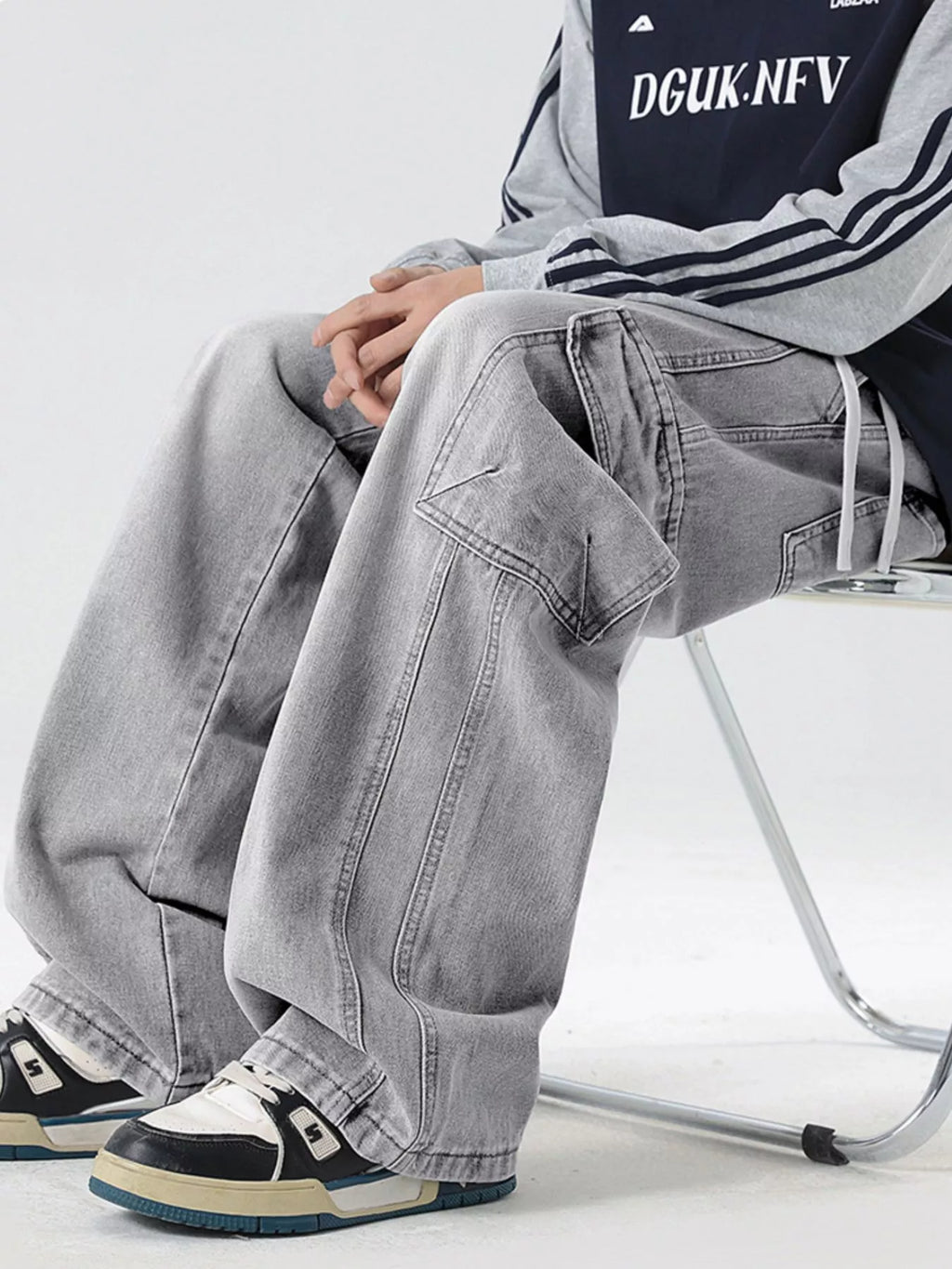 Men's Full Size Wide Leg Cargo Jeans Plus Size
