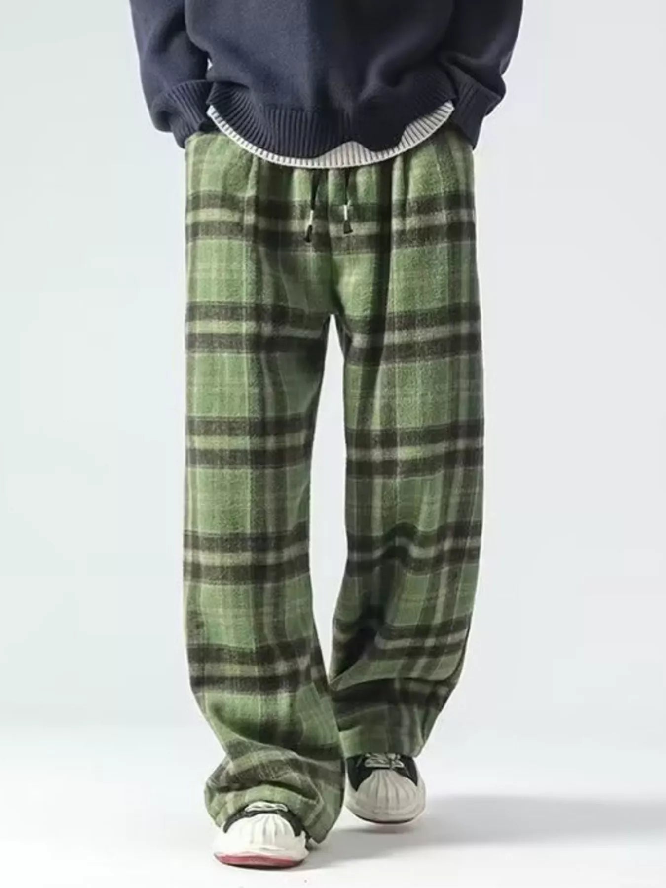 Men's Plus Size Vintage Plaid Wide Leg Pants