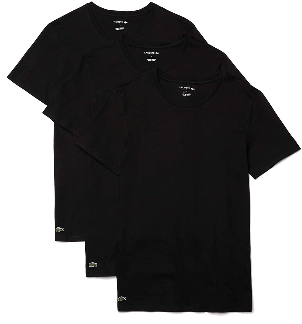 Lacoste Men's Essentials 3 Pack 100% Cotton Regular Fit Crew Neck T-Shirts
