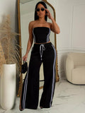 Sleeveless Tube Top and Wide Leg Pants Set