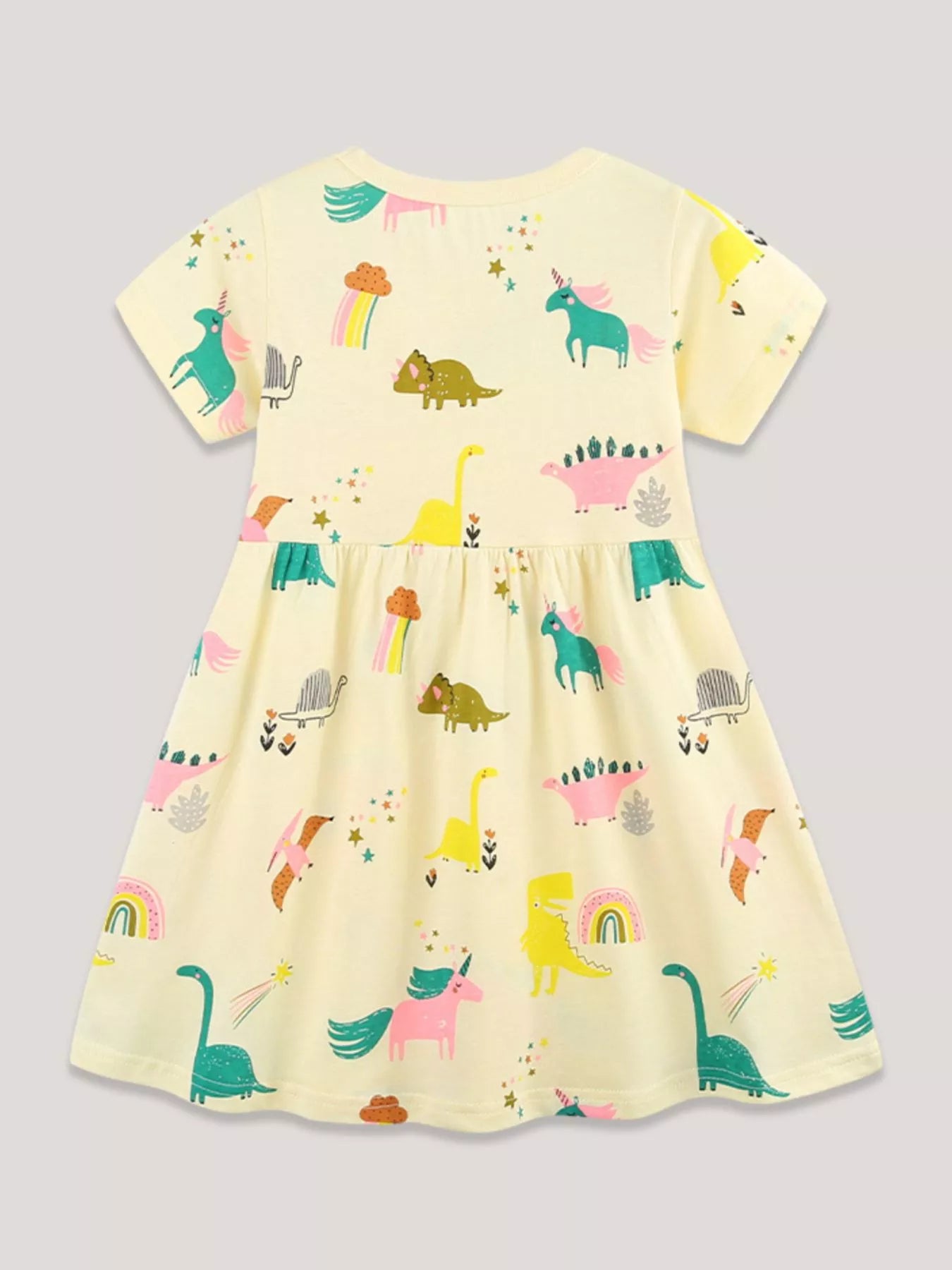 Children's Cartoon Dinosaur Print Casual Dress