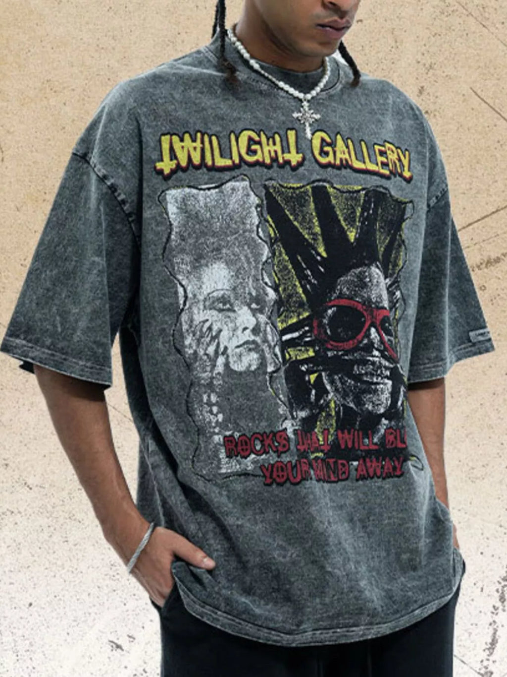 Men's Graphic Round Neck Vintage Wash T-Shirt