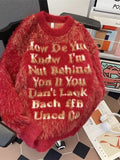 Men's Letter Fuzzy Round Neck Sweater