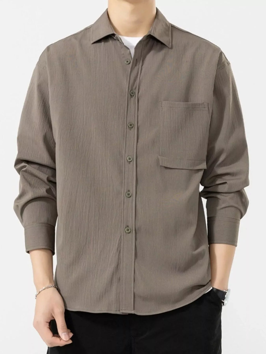 Men's Plus Size Button Up Long Sleeve Shirt