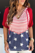 Stars and Stripes Print Drawstring Hoodie