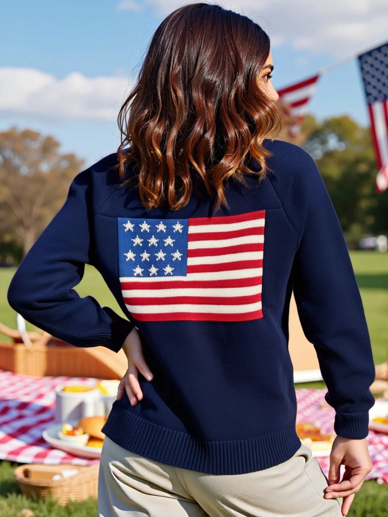 US Flag Button Up Cardigan