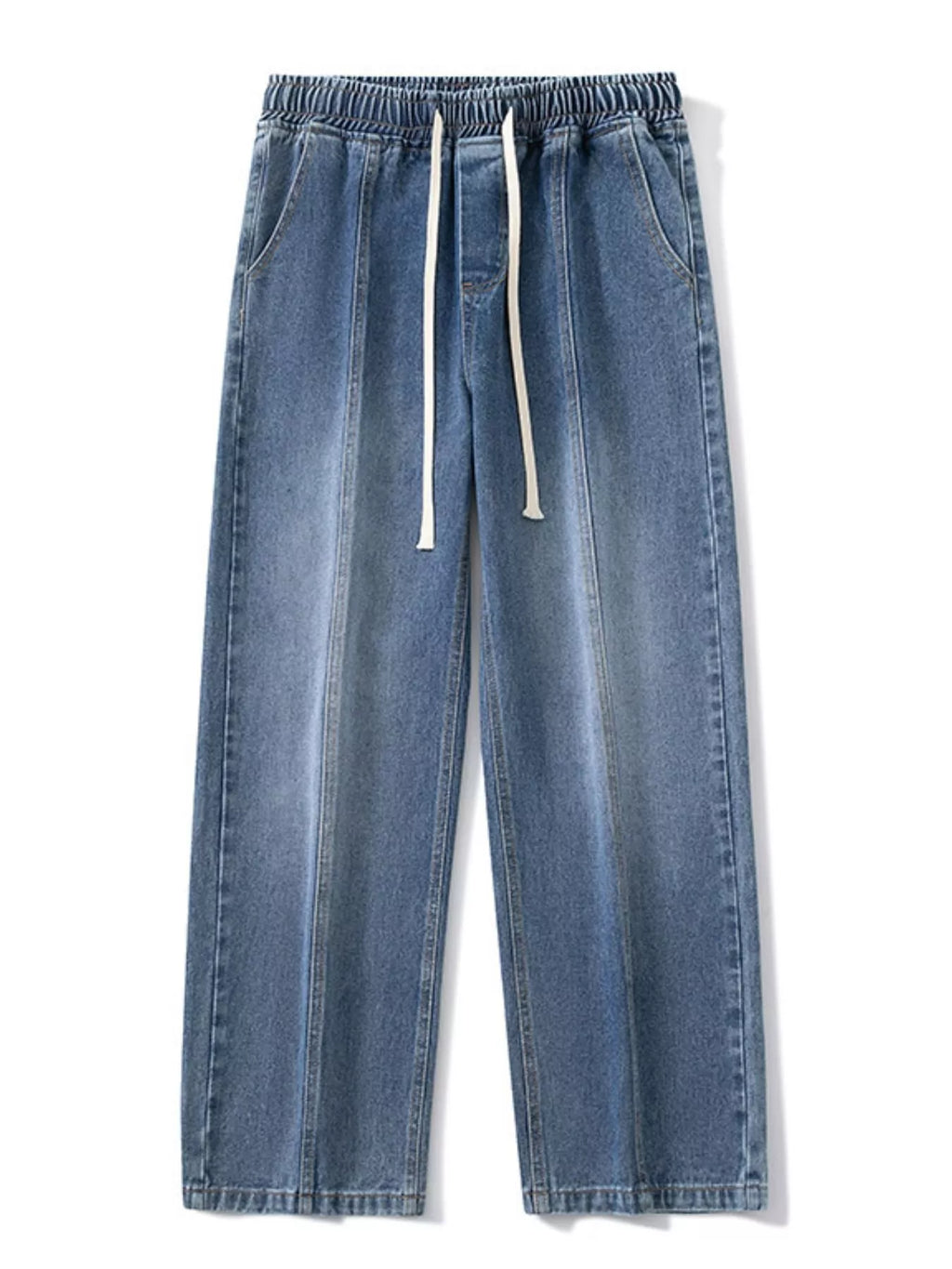 Men's Full Size Relaxed Fit Wide Leg Drawstring Jeans Plus Size