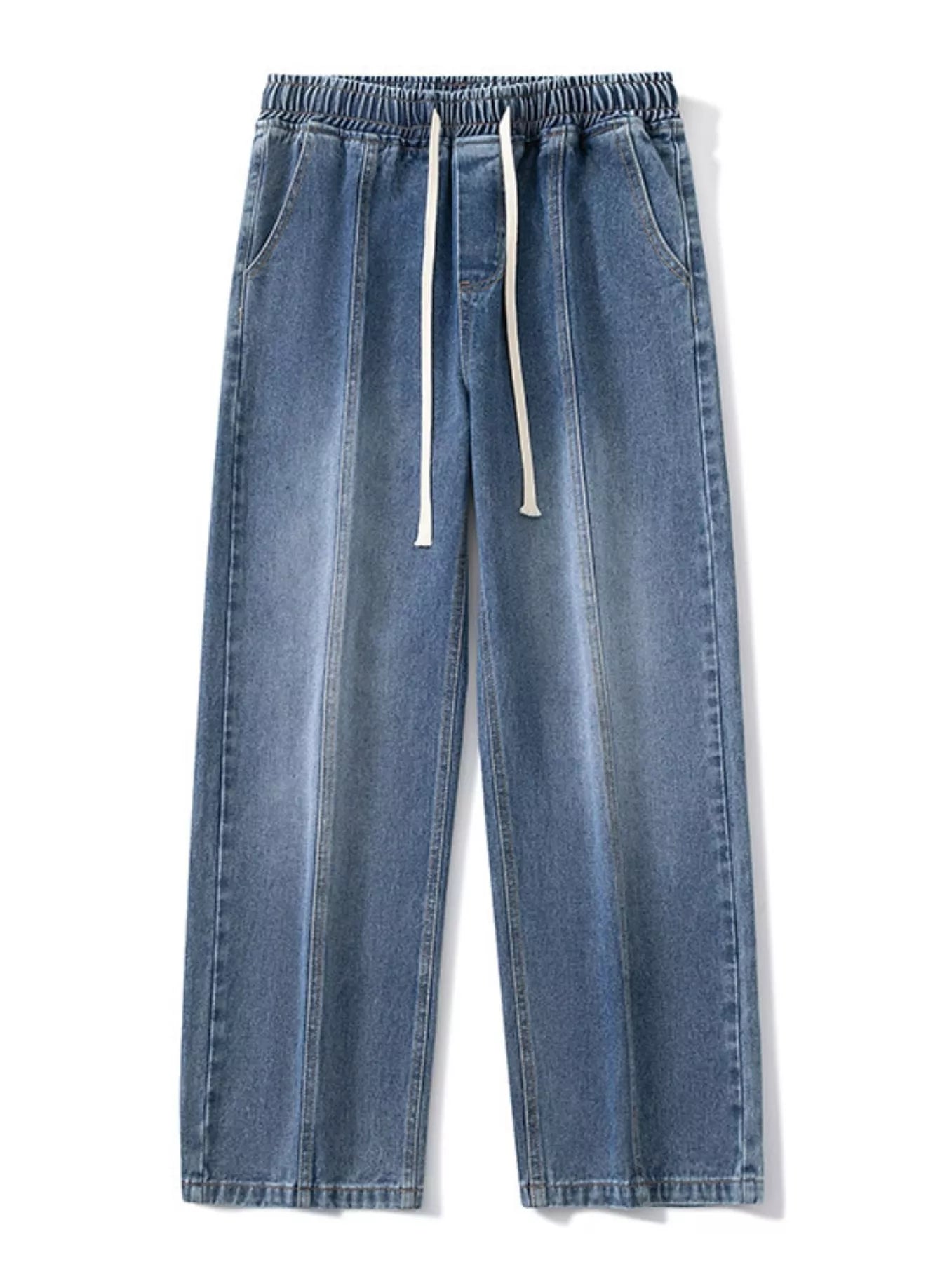 Men's Full Size Relaxed Fit Wide Leg Drawstring Jeans Plus Size
