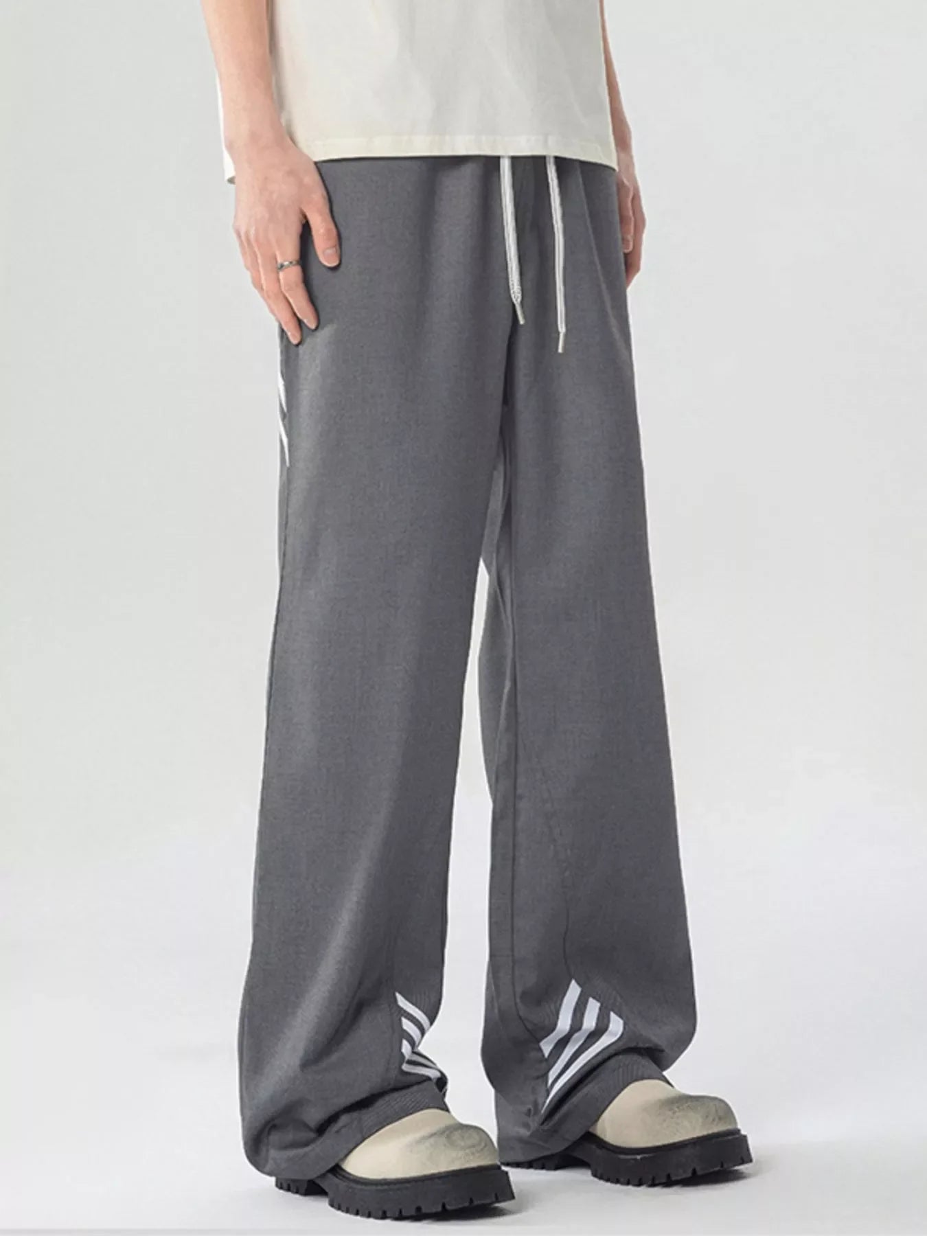 Men's Full Size Wide Leg Striped Casual Pants Plus Size
