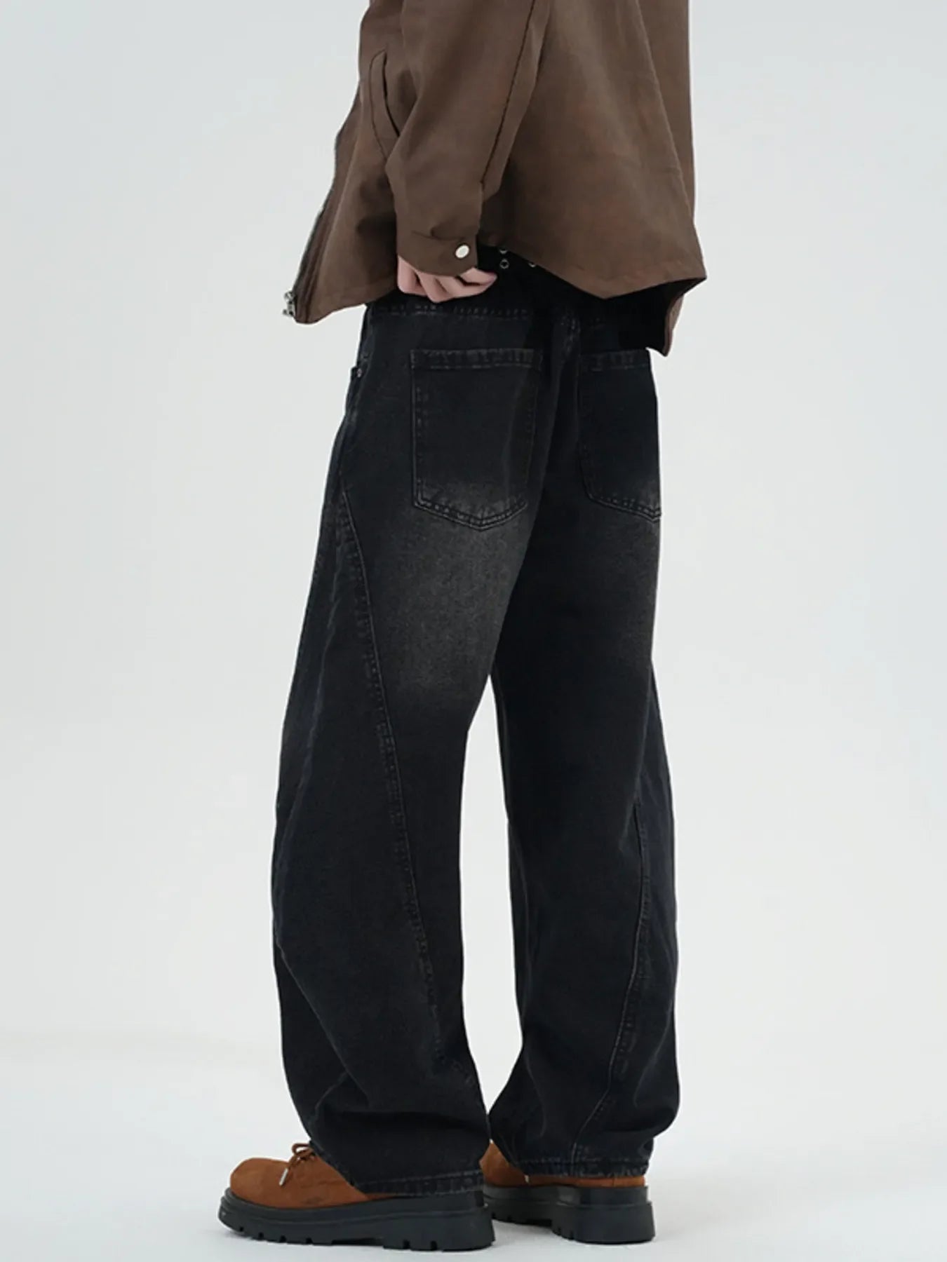 Men's Full Size Vintage Wash Wide Leg Jeans Plus Size