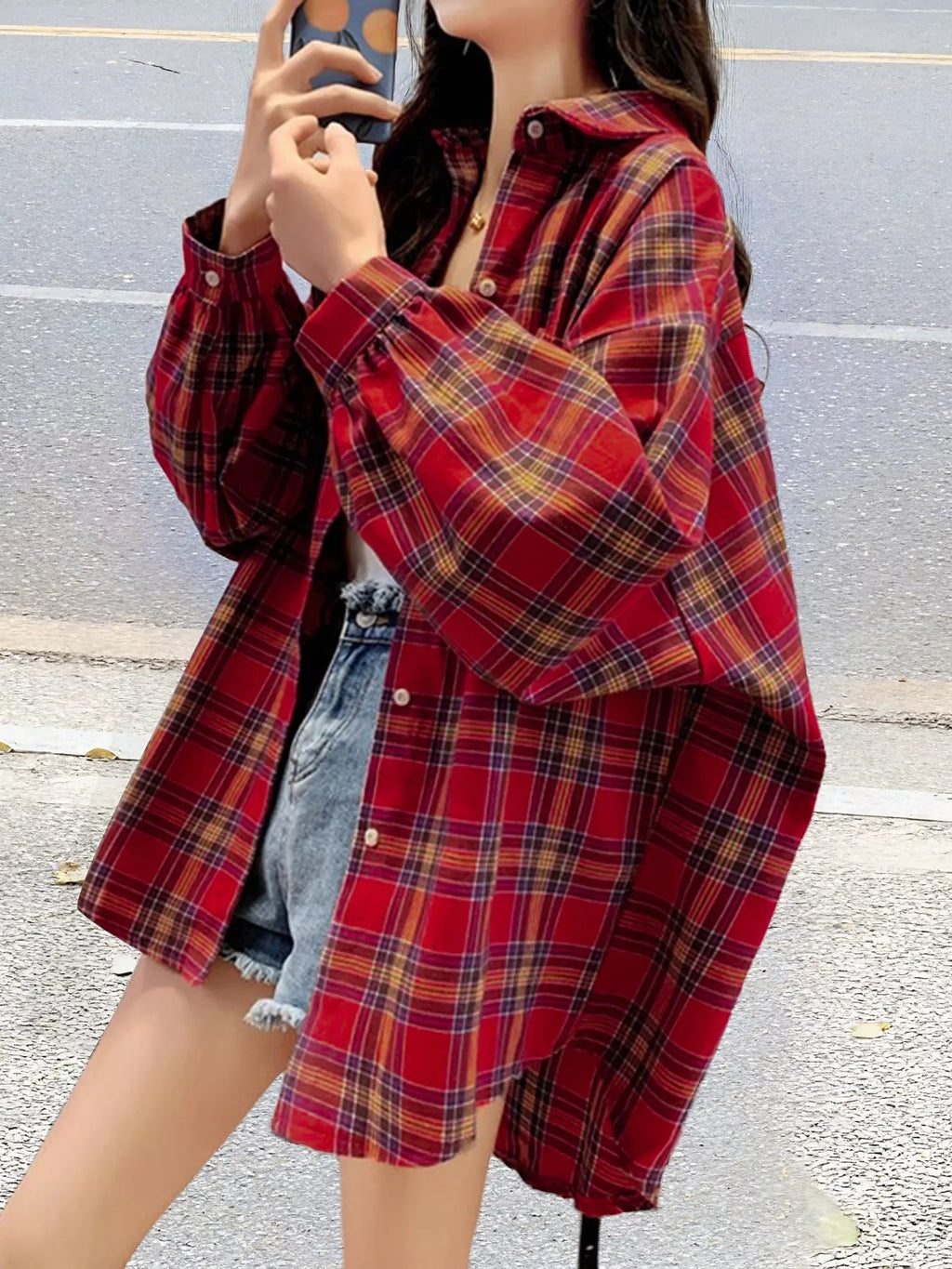 Plaid Button Up Long Sleeve Shirt