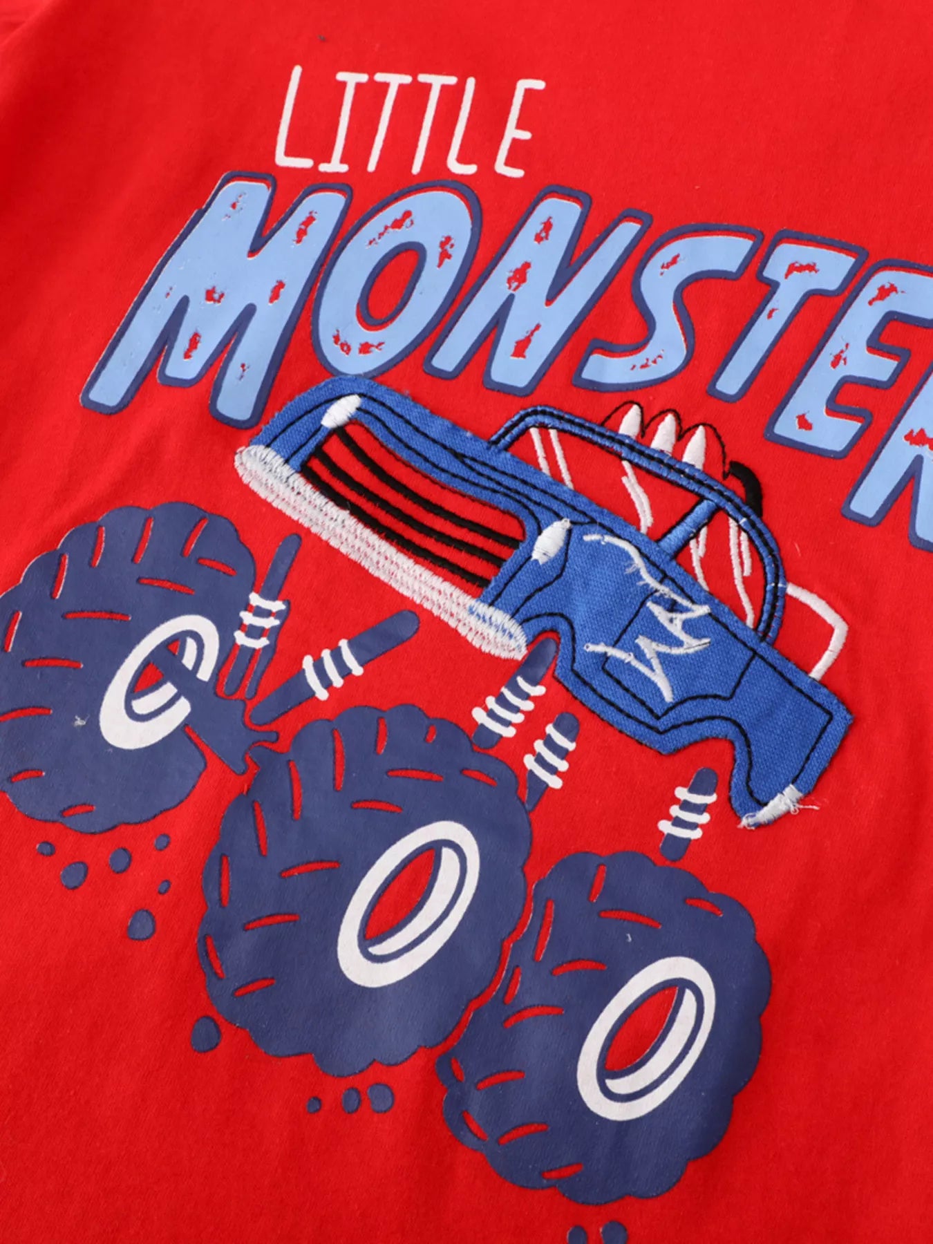 Children's Monster Truck Round Neck Tee and Shorts Set