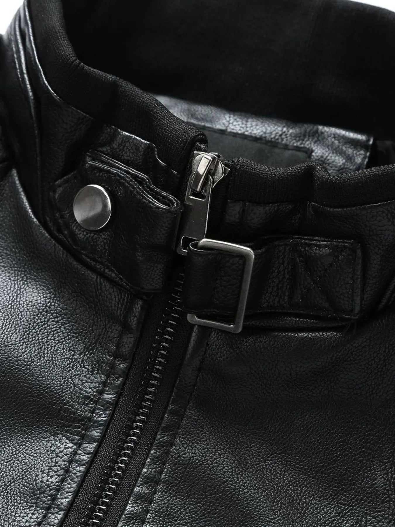 Men's Plus Size Zip Up Leather Moto Jacket
